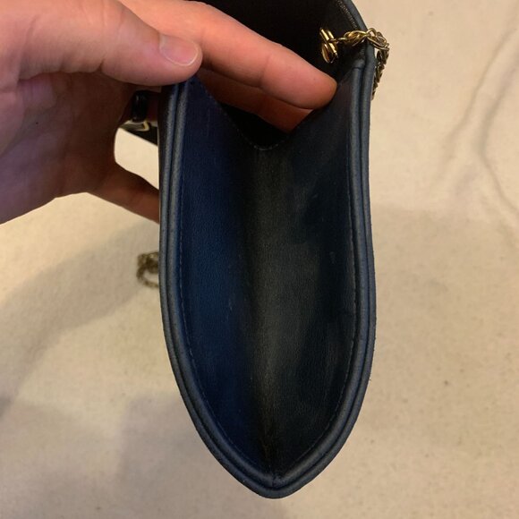 Vintage ANDE' Dark Blue Clutch Purse Evening Handbag Gold Chain Shoulder Strap - Picture 5 of 12